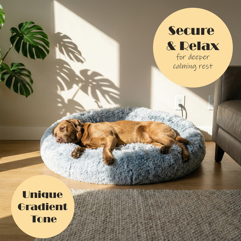 Large Dog Bed – Calming Donut Bed for Medium and Large breed, Extra Fluffy & Washable