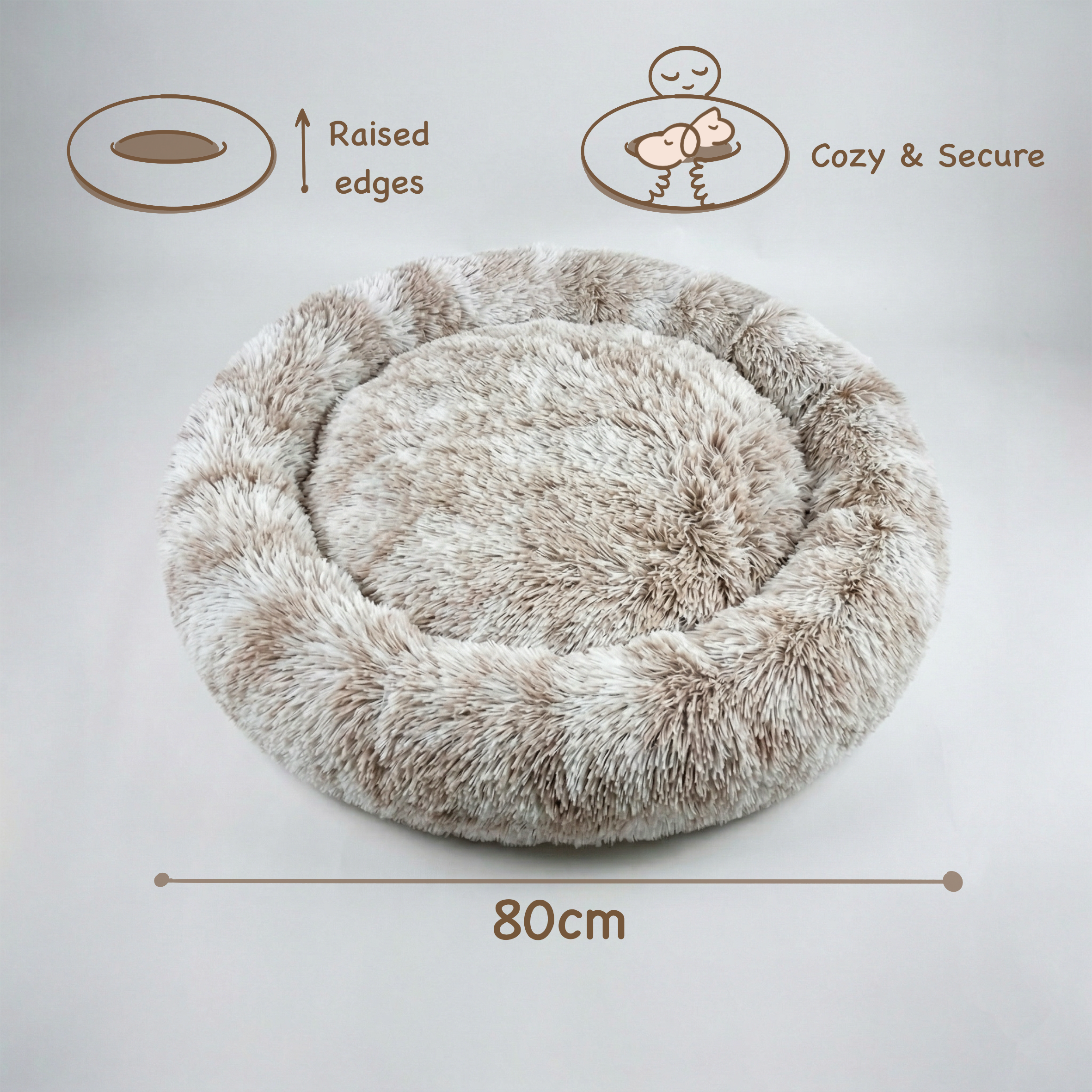 Large Dog Bed – Calming Donut Bed for Medium and Large breed, Extra Fluffy & Washable
