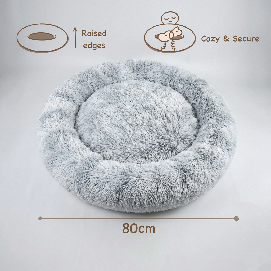 Large Dog Bed – Calming Donut Bed for Medium and Large breed, Extra Fluffy & Washable