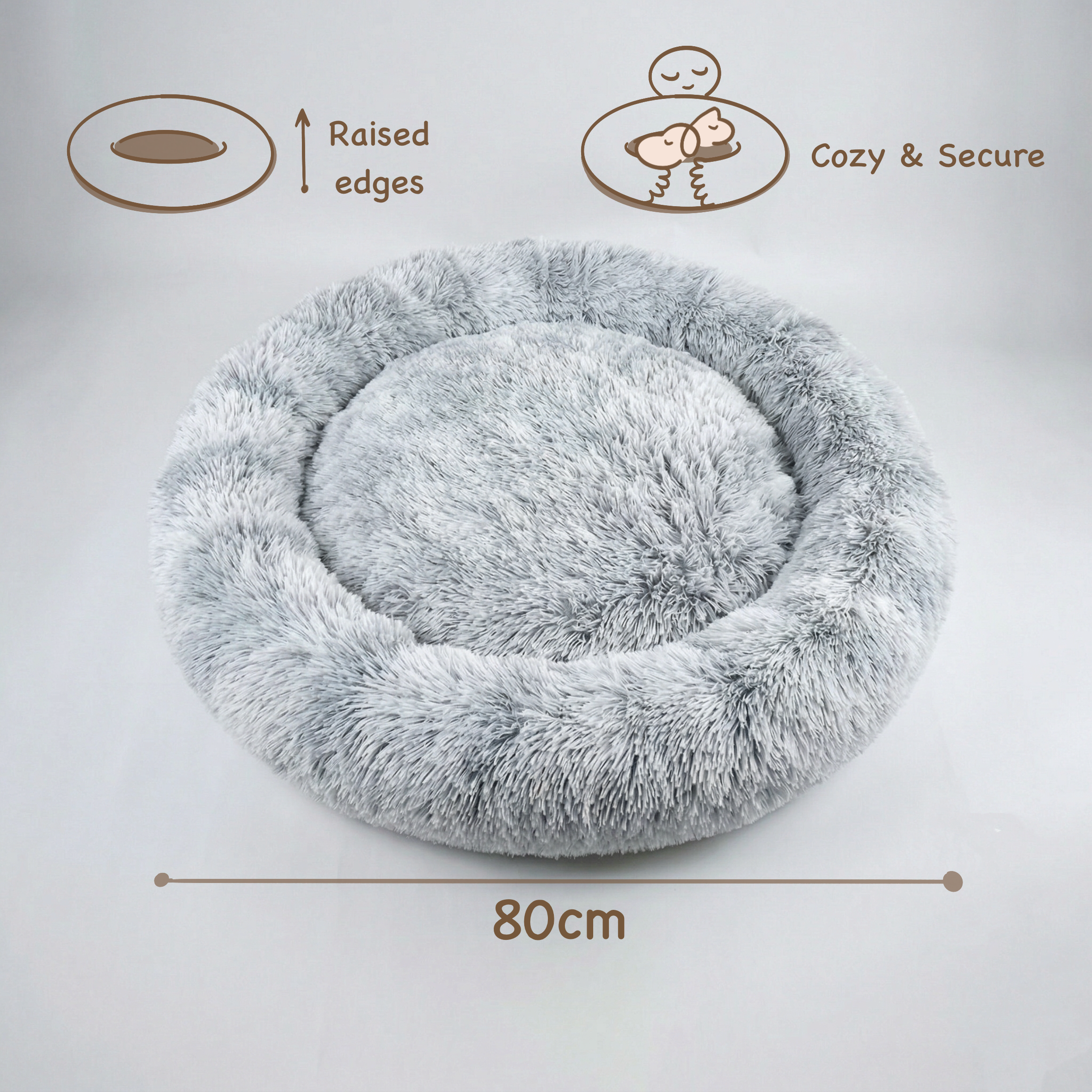Large Dog Bed – Calming Donut Bed for Medium and Large breed, Extra Fluffy & Washable